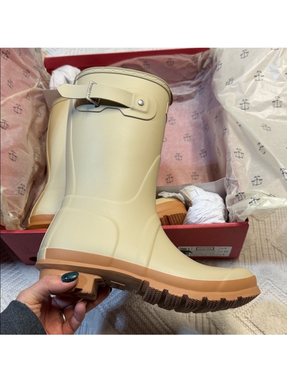 Hunter Short Rain Boot Gravel/Biscuit Size 11 • New in Box - Picture 7 of 8